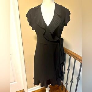 Dressbarn Women’s Black Ruffle Wrap Dress Size 4
